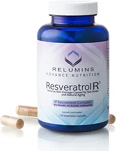 Reluminas Resveratrol 600mg Suplemento – Antioxidante de alta potencia con semilla de uva Extracto del vino tinto – Soporta Skin, Heart Health &amp; Immune System – 120 cápsulas Vegan