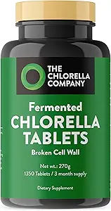 Tablas de Clorella fermentadas, clorofila, Superalimentos Verdes, Suplemento de Algas, Detox de Metal Pesado, Soporte Inmunitario, Muro de Célula Rota, 1350 Tabletas, No GMO, Vegan