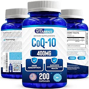 Nos gusta Vitaminas CoQ10 400mg Por Serving - 200 cápsulas CoQ-10 - Cápsula vegetariana - Antioxidante Co Q-10 Coenzyme