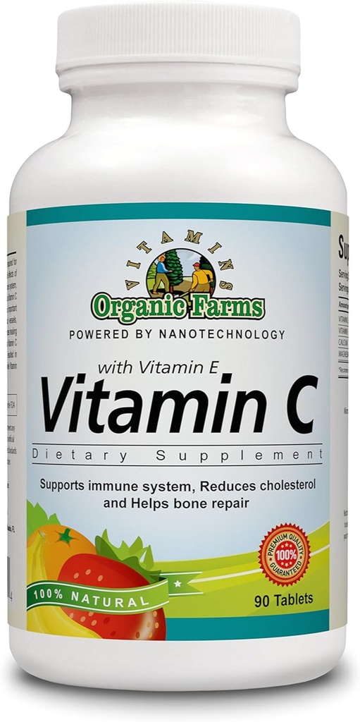OFV 100% Natural Vitamin C with Vitamin E, Essential Dietary Supplement 90 Tablets