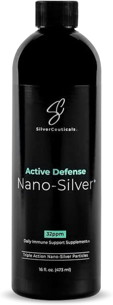 Colloidal Silver w/Nano Technology - 32ppm 16oz - 8X More Effective - Natural Immune Support - Save The Sick Days - Ages 5 & Up - Outperforms Higher PPM Silvers - No Taste & Smell - 3rd Party Tested