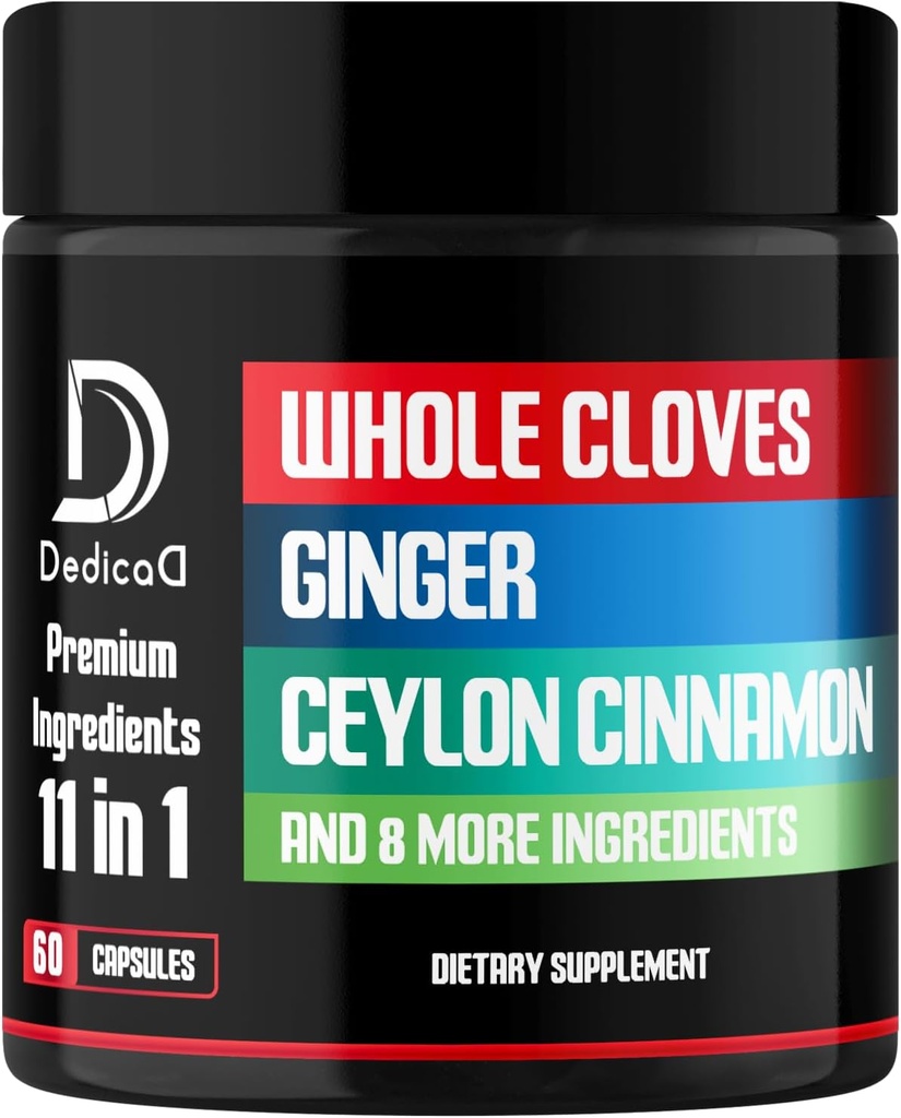 11in1 Cloves Supplement with Ginger, Ceylon Cinnamon and 8 Other More - Digestive, Immune System, Mood Support - 60 Capsules - 30 Days Supply