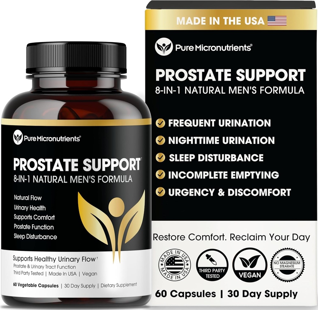 Micronutrientes puros Advanced Prostate Health Supplement - Saw Palmetto, Beta-Sitosterol, Stinging Nettle Root, " Lycopene - Control de vejiga " Suplementos de apoyo urinario para hombres