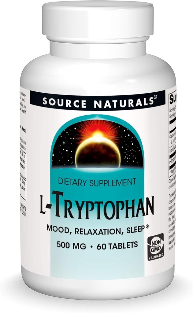 Fuente Naturales L-Tryptofan, para Mood, Relax y Dormir*, 500mg - 60 Tablets
