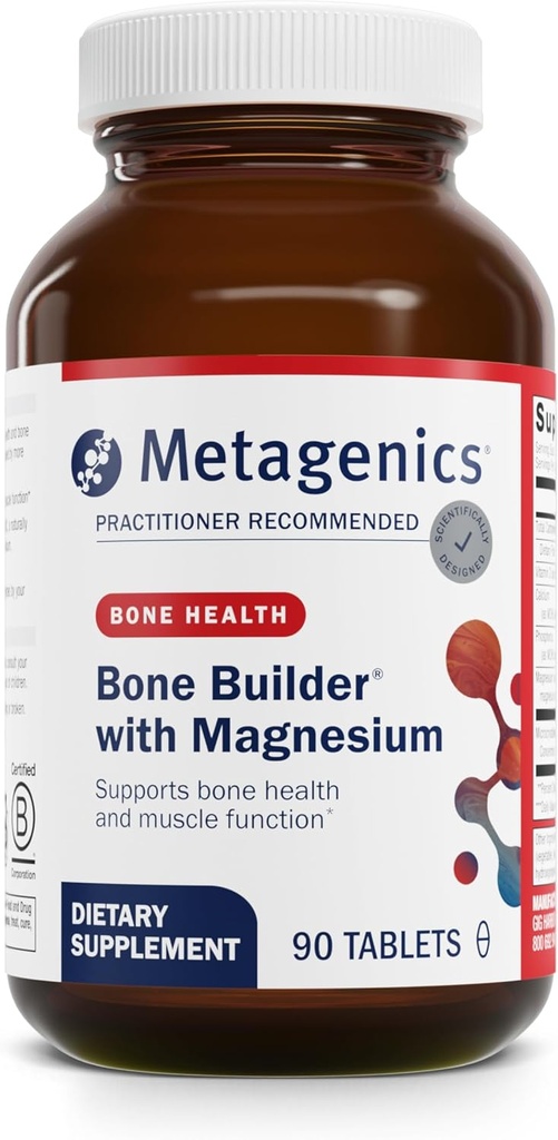 Constructor de huesos metagénicos con magnesio - para la fuerza de hueso integral y bienestar* - con calcio, vitamina D " Magnesio de amortiguación rápida - no GMO " libre de gluten - 90 tabletas