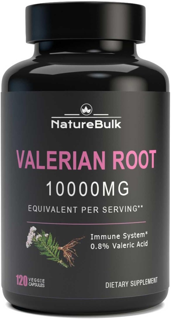 Cápsulas de raíz valeriana -Equivalente a 1.0000 mg, Extracto concentrado 4X - Altamente concentrado, 120 cápsulas