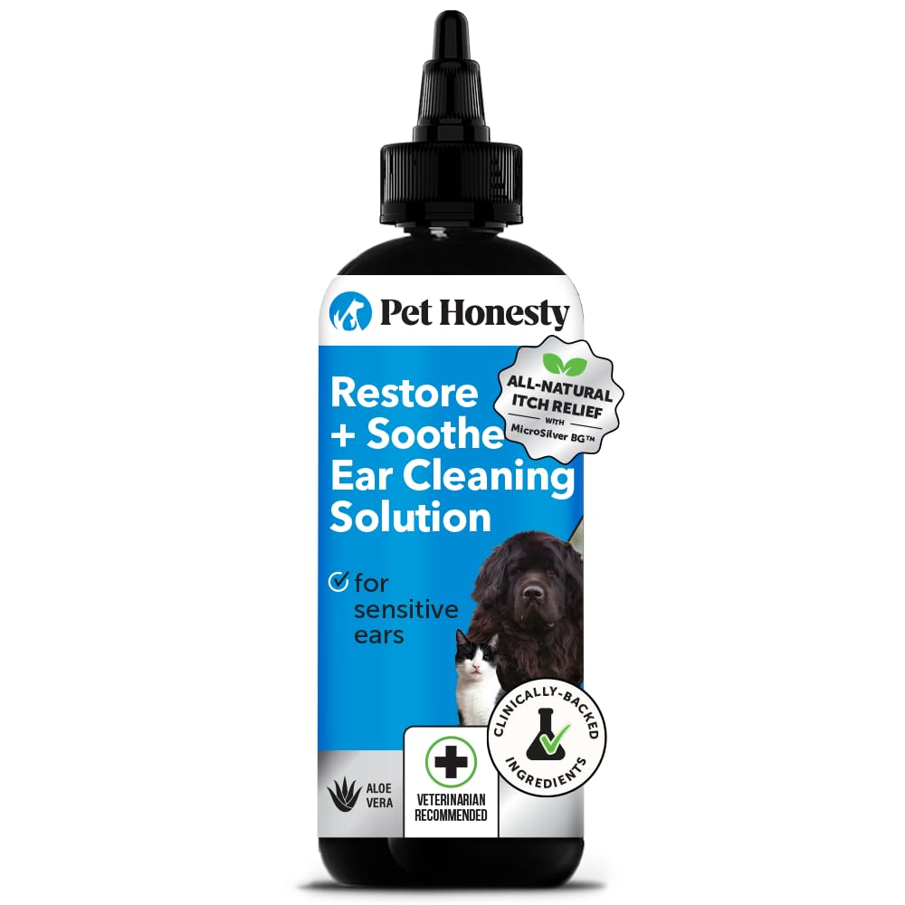 Restore + Soothe Ear Cleaner for Dogs & Cats – Gentle Dog Ear Cleaning Solution with Aloe Vera – Soothes Itching Ears, Irritation, + Aches, Supports Ear Health – Vet Recommended Pet Ear Cleaner – 4oz