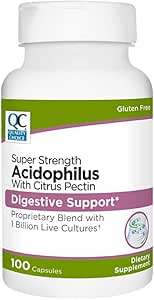 Quality Choice Digestive Support Acidophilus with Citrus Pectin – 100 cápsulas – Daily Probiotic Formula with Citrus-Derived Fiber – Easy-to-Swallow Capsules