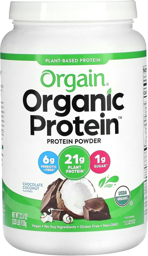 Orgain Organic Vegan Protein Powder, Chocolate Coconut 2 lb