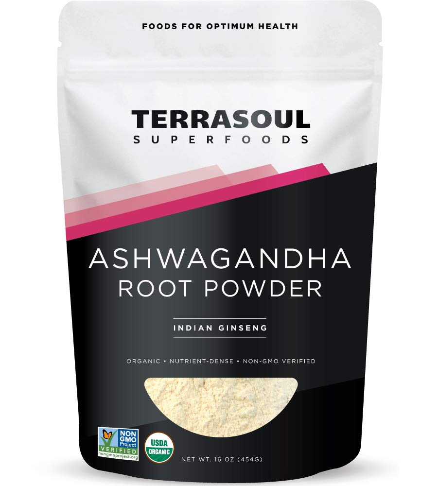 Terrasoul Superfoods Orgánica Ashwagandha Root Powder, 1 Lb - Estrés Adaptogen  may Mejorar el sueño