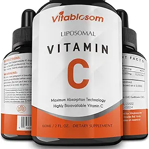 Vitamina Liposomal C 2000mg Líquido para adultos, alta absorción VIT C, Maximizar la vitamina C, para el sistema inmunológico " Antioxidante, 60ML (4 botellas)