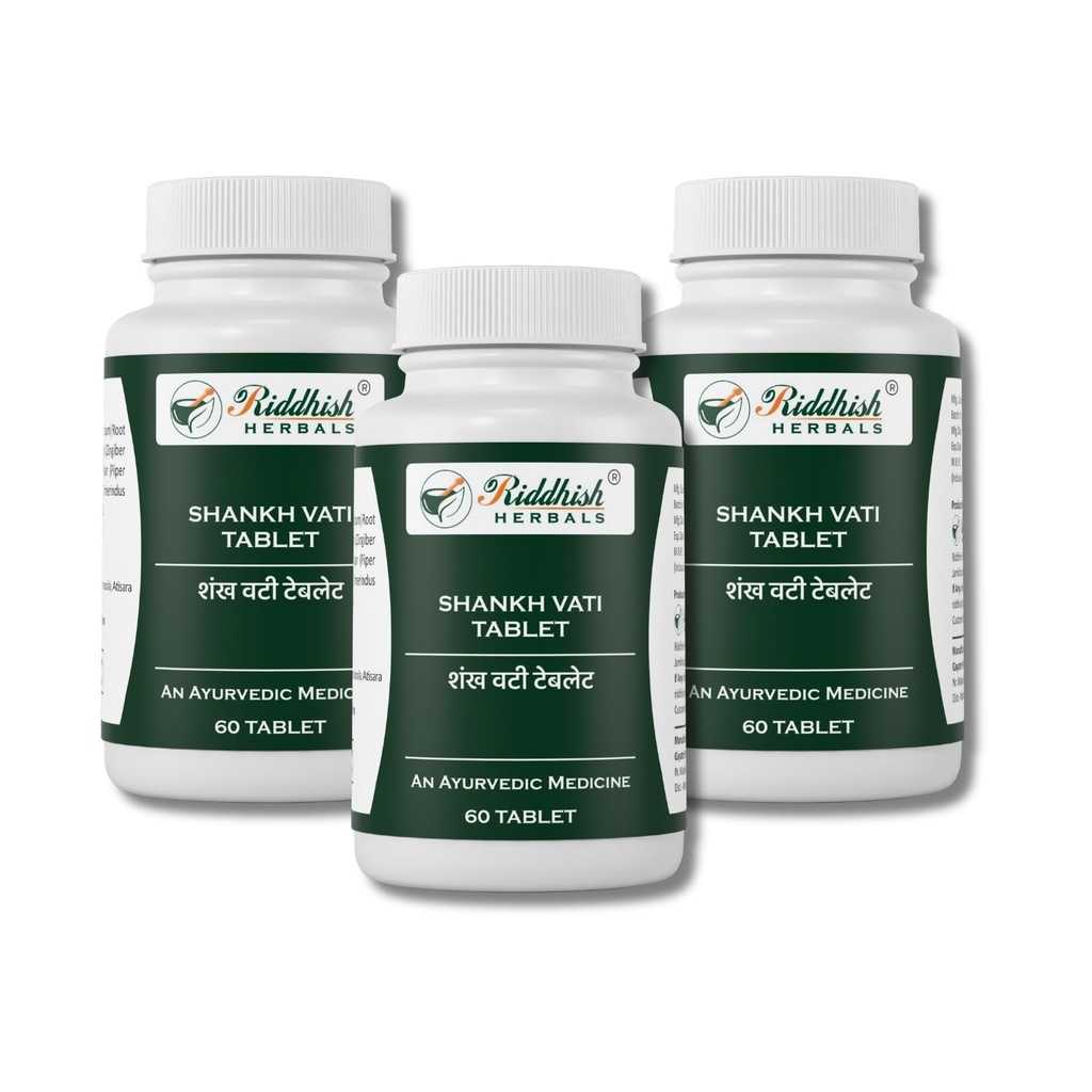 Shankh Vati Tablet | Ayurvedic Digestive Support for Acidity, Gas & Indigestion | 60 Tablets | Pack of 3