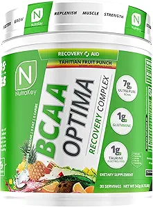 NutraKey BCAA Optima Post Workout Recovery Complex, No Sugar, No Carb, Recovery Aid, Fruit Punch