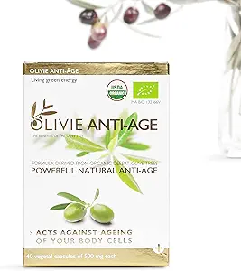 Organic Antioxidant Polyphenols Rich Olive Leaf Extract Supplement Capsules Olivie | Hydroxytyrosol Oleuropein Anti Aging Supplement | 40 Capsules