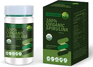 Certified 100% Organic Spirulina Tablets 500mg,300 Conde,Rich en Beta-Caroteno (Vitamin A) y B-12 con GLA naturalmente recurrente,Vega Suplemento No GMO-Superalimentos