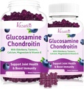 2 Pack Glucosamine Chondroitin Gummies - Glucosamine Chondroitin with MSM, Elderberry, Turmeric, Joint Support Supplement for Adults, Men &amp; Women - Blueberry Flavor, 120 Cts