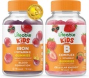Hierro Lifeable &amp; Vitamina C Kids + B Complex Kids, Gummies Bundle - Great Tasting, Vitamin Supplement, Gluten Free, GMO Free, Chewable Gummy