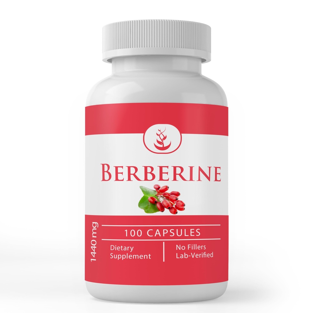 Ingredientes originales puros Berberine, (100 capsules) Siempre puros, sin aditivos ni artillerías, Lab Verified