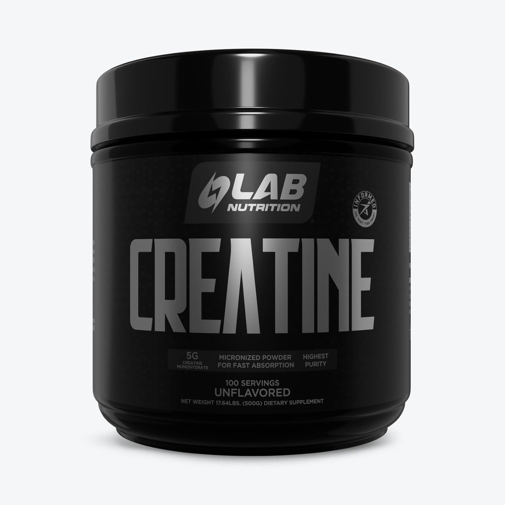 Lab Nutrition Creatine Monohydrate Micronized Powder 500G, 5000mg Por Serv (5g) Keto Friendly, Micronized Creatine Monohydrate, 100 Servings, 17.64 Ounces, Unflavored