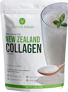 Antler Farms - 100% Pure New Zealand Collagen Powder de Grass Fed Cows, Unflavored, 1 lb - Hidrolyzed Water Soluble Peptides, Keto Friendly, Bioavailable, Quick Dissolving