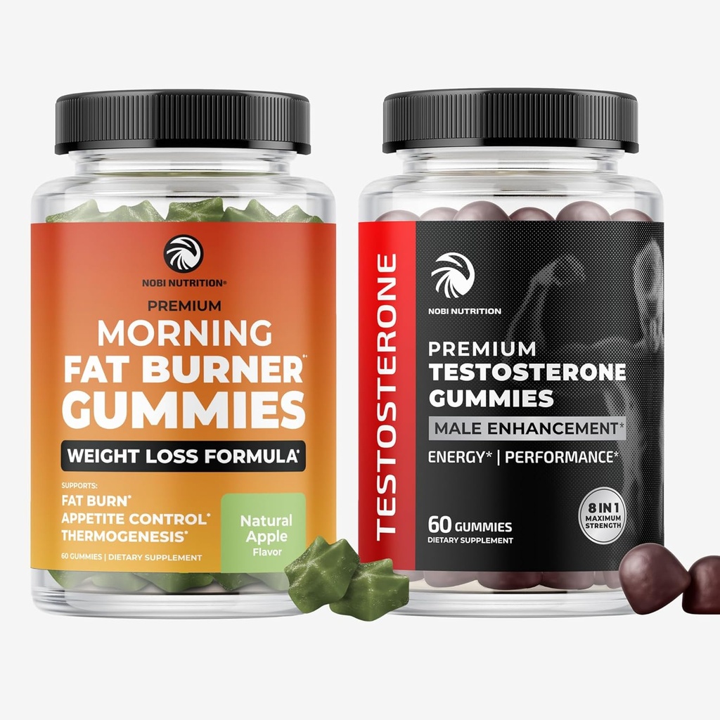 Morning Fat Burn Gummies " Testosterone Booster Suppplement ← Test Booster Fat Burner " Metabolism Support with Green Tea " Raspberry Ketones ← Appetite Suppressant " Energy Support ← 1 Month Supply