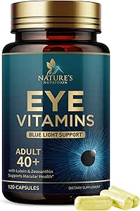 Eye Vitamins Supplement - Advanced Eye Care Vitamin with Lutein, Zinc, Vitamins C, E, Zeaxanthin & Minerals - Vision Multivitamin for Macular Health & Dry Eyes, Vegan, Bottled in USA - 120 Capsules