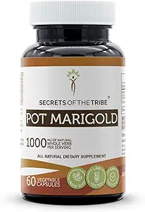 Secretos de la tribu Pot Marigold 60 cápsulas, 1000 mg, Pot Marigold (Calendula Officinalis) Flor seca (60 cápsulas)