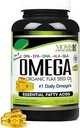 Natural Omega 3-6-9 Blend con DPA, EPA, DHA, ALA y GLA y aceite de semilla de Flax orgánico más aceite de pescado natural de caza silvestre - Más de 2.800 Milligram Strength - Gluten Free - Made in the USA - 60 SoftGels