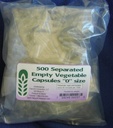 Capsule Connection 500 Separated Empty Vegetable Capsules, "0" Size, 500 Count Bag