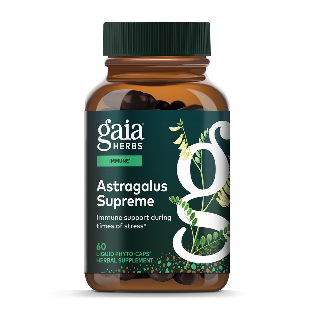 Gaia Herbs Astragalus Supreme - Immune & Antioxidant Support* - Herbal Supplement with Astragalus Root, Schisandra Berry & Ligustrum - 60 Vegan Liquid Phyto-Caps (30 Servings)