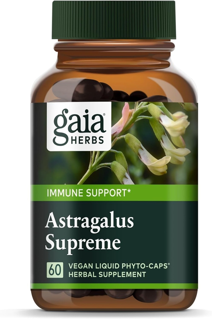 Gaia Herbs Astragalus Supreme - Immune & Antioxidant Support* - Herbal Supplement with Astragalus Root, Schisandra Berry " Ligustrum - 60 Vegan Liquid Phyto-Capsules (15-Day Supply)
