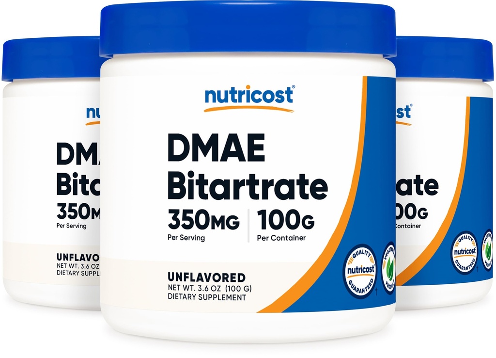 Nutricost Pure DMAE-Bitartrate Powder 100G (3 Botellas)