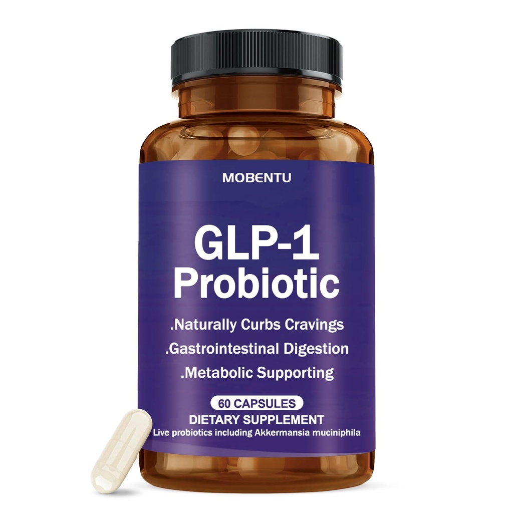GLP-1 Probiotic with Akkermansia, GLP-1 Supplement with 500M AFU Multi-Strain Probiotic, Improve GLP-1 Levels & Overall Wellness, Digestive & Gut Health for Women & Men - 60 Capsule