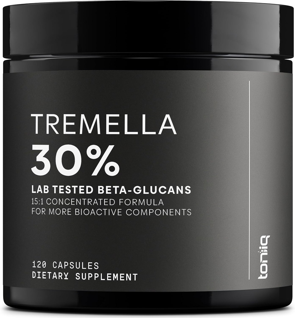 Tremella Mushroom Ultra High Potency 15:1 Extracto con 30% Beta Glucans - Fórmula pura y concentrada - laboratorio de terceros probado para la pureza y calidad - 120 cápsulas