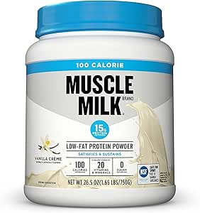 Muscle Milk ZERO, 100 Calorie Protein Powder, Vanilla, 15g Protein, 1,65 libras, 25 obras