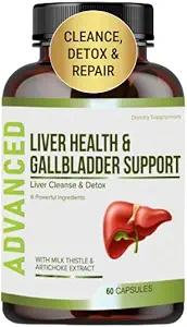 Liver Health Formula and Gallbladder Support-Liver Cleanse Detox " Repair to Support Liver Renew with Artichoke Extract, Milk Thistle, Dandelion Leaf. Suplementos Liver Detox para soporte de hígado.