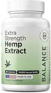 Balance Breens Extracto de cáñamo Cápsulas 30,000 mg por Botella - Suplemento dietético natural soporta Funciones cerebrales, Immune Support - Rico en Omega 3-6-9 Ácidos grasos (60 Cuenta (Pack de 1))