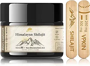 Shilajit Resin Puro Himalayan Natural Shilajit Suplemento con ácido fúvico y 85+ Trace Minerals for Energy,Immune & Metabolism Support,60 Grams