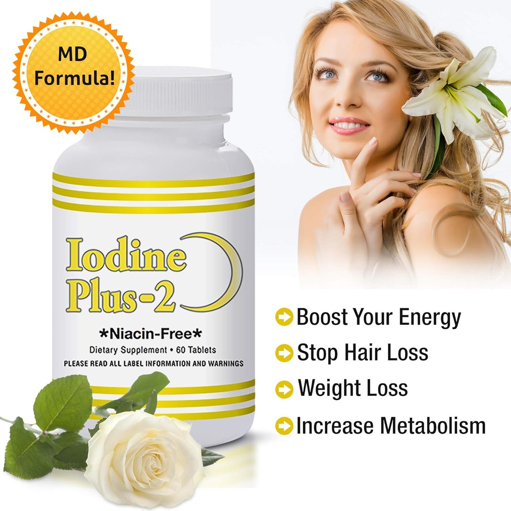 Iodine Plus 2 -Tyroid M.D.'s Official Formula - 2 Month Supply - 60 Tablets - for Thyroid Support