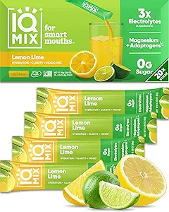 IQMIX Hidration Electrolyte Powder – 4-en-1 Fórmula para la hidratación, la claridad mental, el humor y la recuperación – Sugar-Free Drink Mix, Keto, Magnesium L-Threonate, Lion’s Mane – 20 Conde Lemon Lime