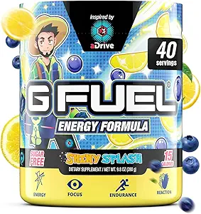 G Fuel PewDiePie Energy Drink Powder, Pre Workout Caffeine Mix for Gaming, Sugar Free Focus Amino, Vitamina + Antioxidantes, 9.9oz (Lingonberry, 40 Servings)