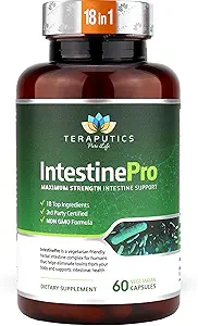 IntestinePro - Gut Health Supplement with Non-GMO Wormwood, Black Walnut, Clove, Pumpkin Seed + 14 Más Ingredientes Premium - Natural Support for Humans - 60 Vegetarian Capsules