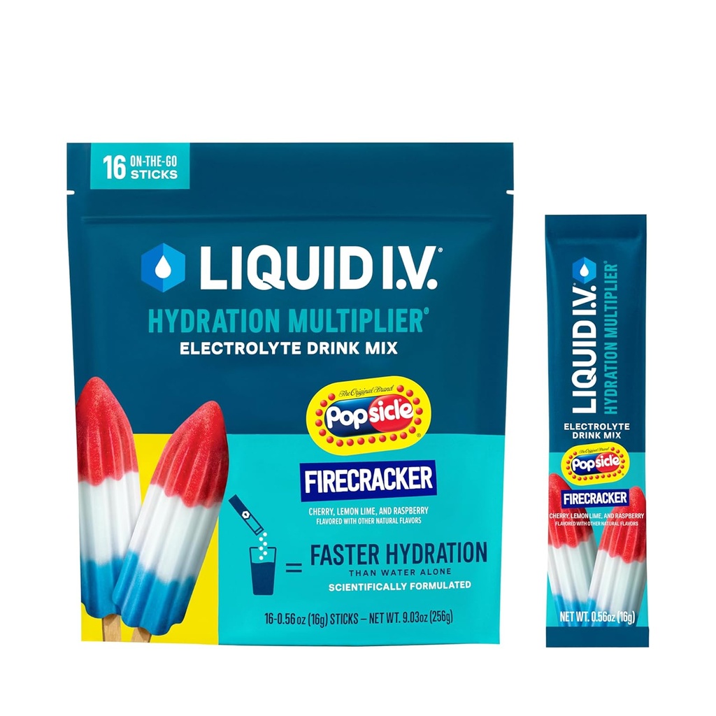 Líquido I.V.® Hydration Multiplier - Popsicle Firecracker ← Electrolyte Powder Drink Mix TEN 1 Pack (16 Servings)