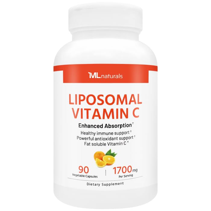 ML Naturals Liposomal Vitamin C 1,700mg, 90 Vegetable Capsules | High-Potency, Long-Lasting Effect, Gluten-Free
