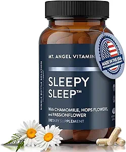 Mt. Angel Vitaminas - Dormir Durmiente - Ayuda natural del sueño para adultos con Melatonina y Extractos vegetales - Suplemento No-Habitual del sueño - 60 cápsulas
