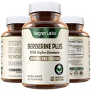 Vegan Labs Berberine HCL 1200MG with Organic Ceylon Cinnamon- 180 Vegan Capsules- Supports Overall Health and Immune System