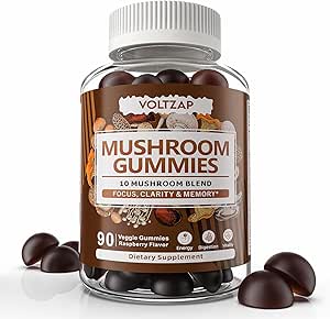 Mushroom Gummies 10 Blend - Mushroom Complex All-in-One Daily Mushroom Suplemento Gummy con Chaga, Lions Mane, Reishi, Cordyceps - 90 Gummies
