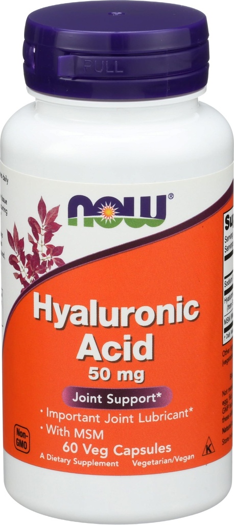 AHORA Suplementos, Ácido Hialurónico 50 mg con MSM, Soporte Conjunto*, 60 cápsulas de Veg
