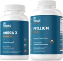 Dr. Tobias Omega 3 Fish Oil " Psyllium Daily Supplements for Heart, Brain &amp; Immune Support, Healthy Bowel Movement Supports with Psyllium Husk Capsules