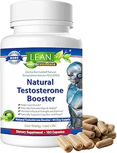 Lean Nutra Men’s Hormone Support – 180 Capsules – Natural Testosterone Support Supplement with Maca, Fenugreek, Tongkat Ali, Zinc, Tribulus, DHEA – Energy, Balance, Strength & Wellness for Men